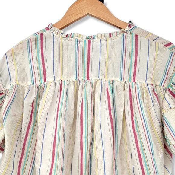 Peyton & Parker Girls Peasant‎ Top Multicolor Stripe Ruffle Short Sleeve L 14 - Picture 7 of 12